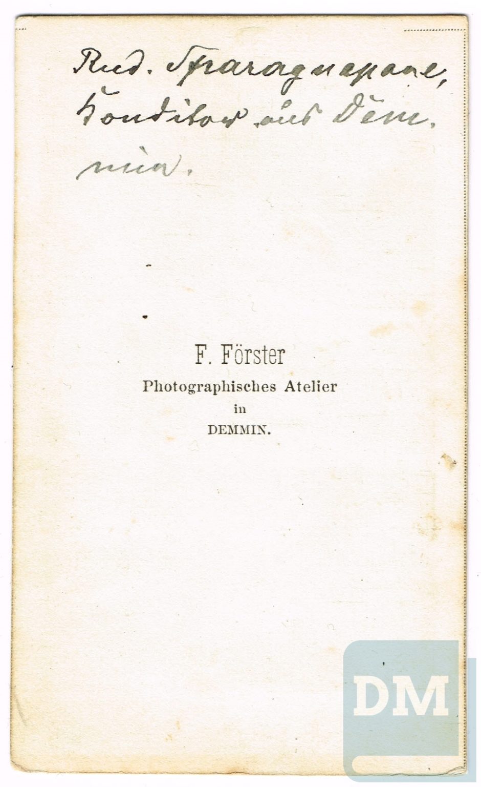 Sparagnapane, Rudolph, Fotografie, ohne Datum Demminer Heimatgeschichte